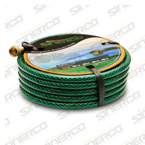 Imagen de MANGUERA TRAMADA VERDE 1/2" X 25 MTS. CONEX. LATON