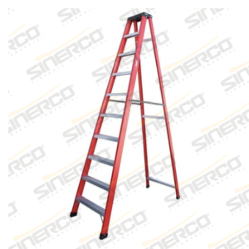 Imagen de ESCALERA TIJERA FIBRA VIDRIO ROJA 10 PELDAÑOS