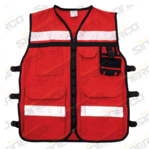 Imagen de CHALECO RESCATISTA ROJO GRANDE COSTADO AJUSTABLE