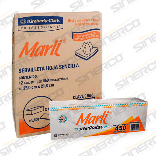 Imagen de KCP 91668 MARLI SERVILLETA TRADICIONAL 450 HOJAS SENCILLAS CON 12 PAQUETES